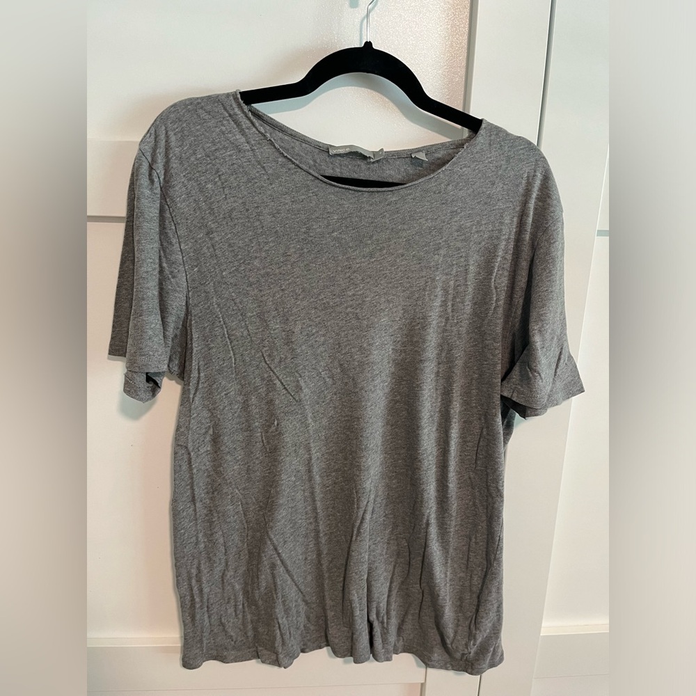 Vince Men’s raw hem grey tshirt size medium